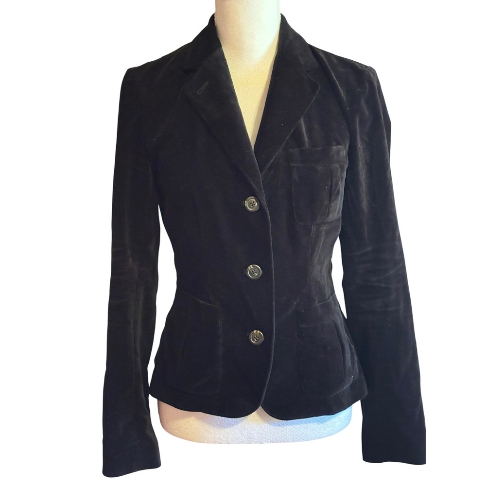 Ralph Lauren Sport Black Velvet Blazer Jacket 100% Cotton Size 8 Sophisticate